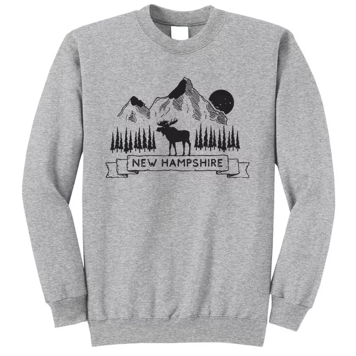 New Hampshire Mountain Moose Cool New Hampshire Gift Tall Sweatshirt