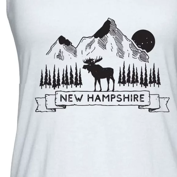 New Hampshire Mountain Moose Cool New Hampshire Gift Ladies Essential Flowy Tank