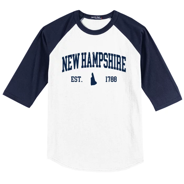 New Hampshire Map 1788 Vintage Souvenirs New Hampshire Baseball Sleeve Shirt