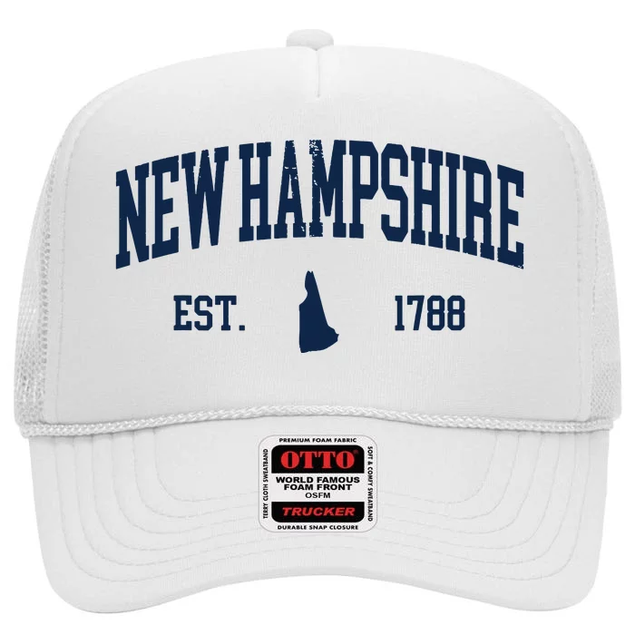 New Hampshire Map 1788 Vintage Souvenirs New Hampshire High Crown Mesh Trucker Hat