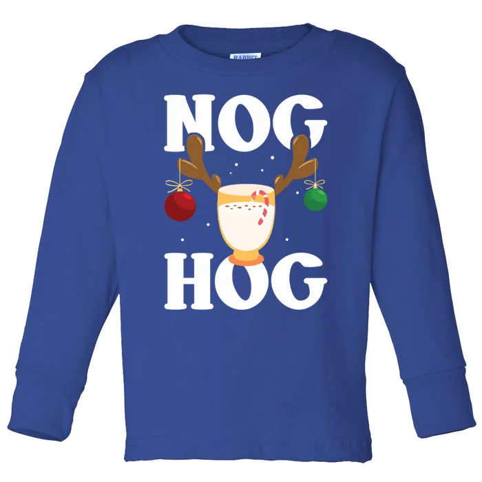 Nog Hog National Eggnog Day Egg Nog Christmas Holiday Gift Toddler Long Sleeve Shirt