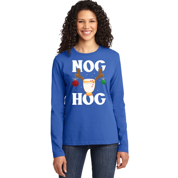 Nog Hog National Eggnog Day Egg Nog Christmas Holiday Gift Ladies Long Sleeve Shirt