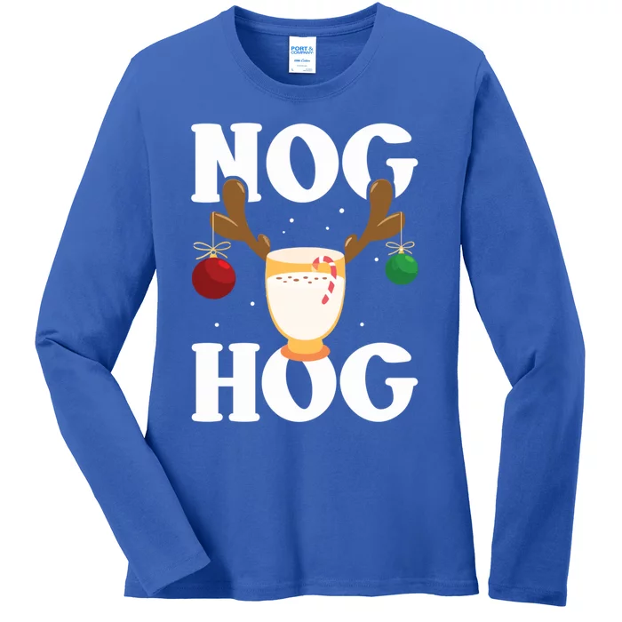 Nog Hog National Eggnog Day Egg Nog Christmas Holiday Gift Ladies Long Sleeve Shirt