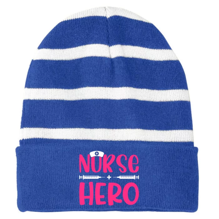 Nurse Hero Nursing Nurse Cool Gift Striped Beanie with Solid Band