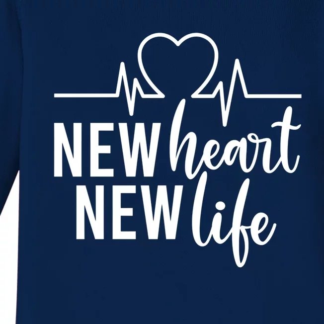 New Heart New Life Open Heart Surgery Survivor Funny Gift Baby Long Sleeve Bodysuit