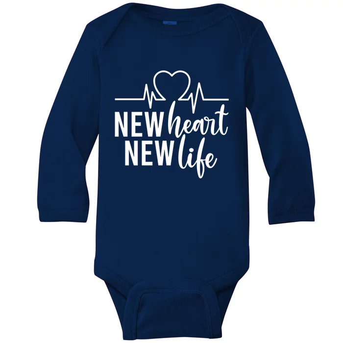 New Heart New Life Open Heart Surgery Survivor Funny Gift Baby Long Sleeve Bodysuit