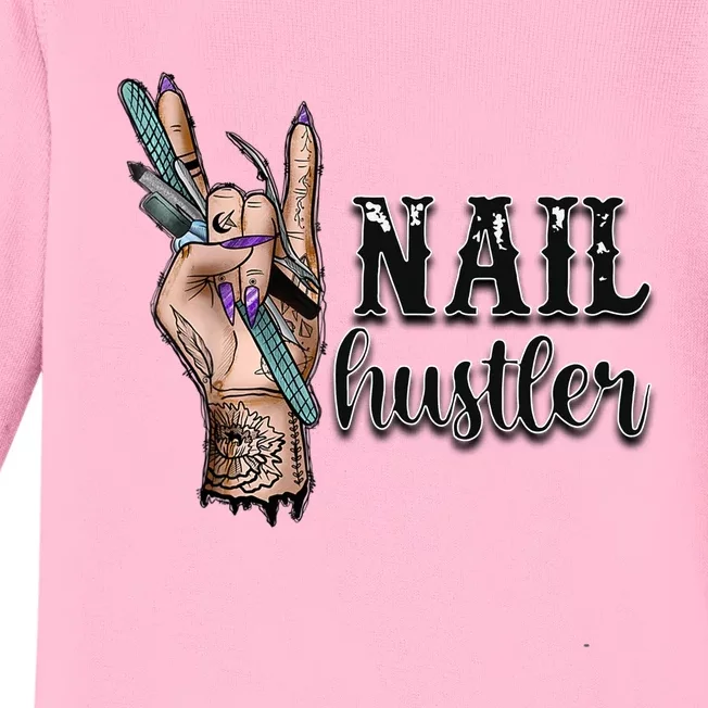 Nail Hustler Nail Technician Baby Long Sleeve Bodysuit