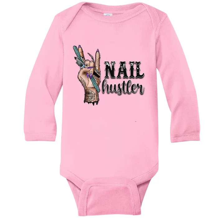 Nail Hustler Nail Technician Baby Long Sleeve Bodysuit