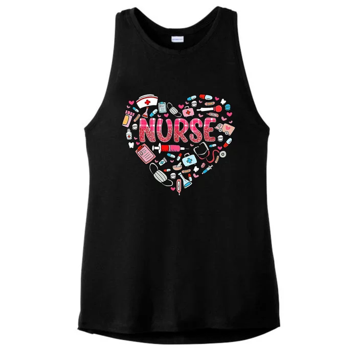 Nurse Heart Nursing Hospital Gift Ladies Tri-Blend Wicking Tank