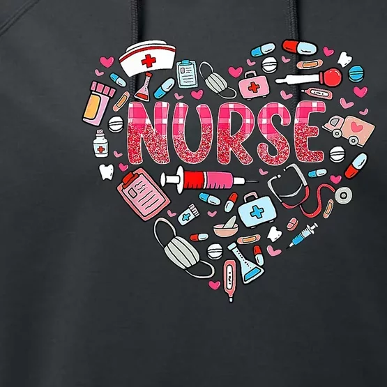 Nurse Heart Nursing Hospital Gift Performance Fleece Hoodie