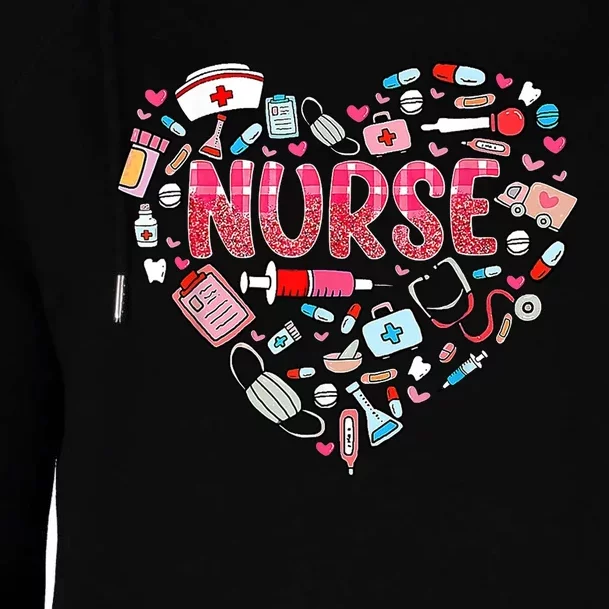 Nurse Heart Nursing Hospital Gift Womens Funnel Neck Pullover Hood