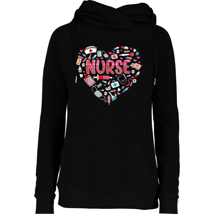 Nurse Heart Nursing Hospital Gift Womens Funnel Neck Pullover Hood