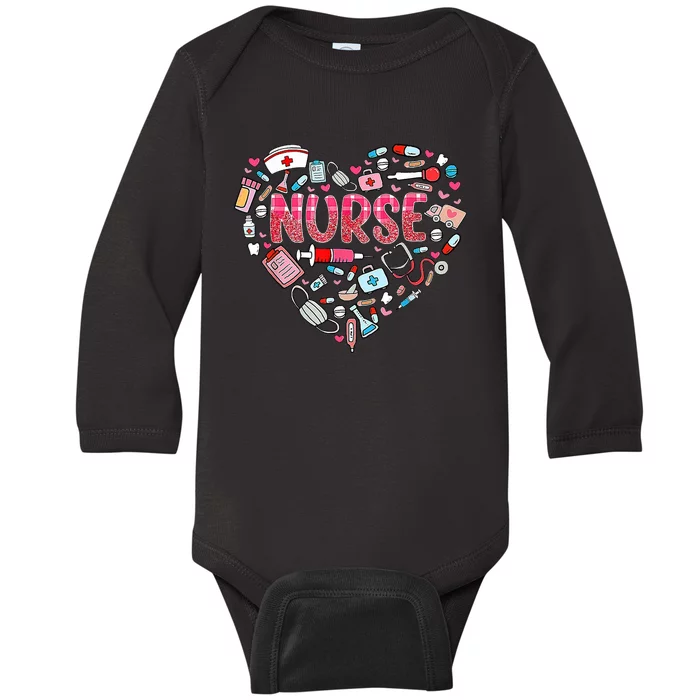 Nurse Heart Nursing Hospital Gift Baby Long Sleeve Bodysuit