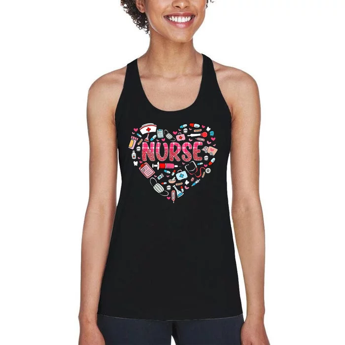 Nurse Heart Nursing Hospital Gift Women's Racerback Tank