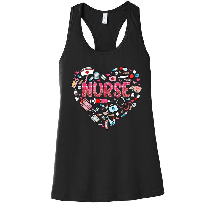 Nurse Heart Nursing Hospital Gift Women's Racerback Tank