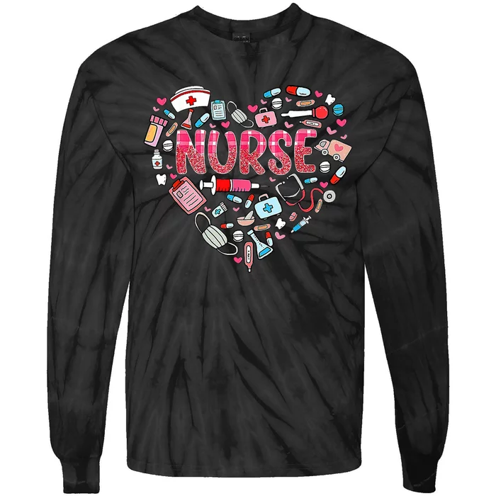 Nurse Heart Nursing Hospital Gift Tie-Dye Long Sleeve Shirt