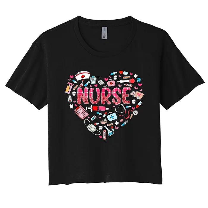 Nurse Heart Nursing Hospital Gift Women's Crop Top Tee