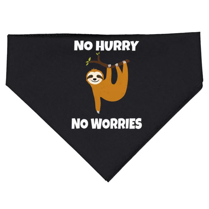 No Hurry No Worries Funny Sloth Lazy Day Sleeping Napping USA-Made Doggie Bandana