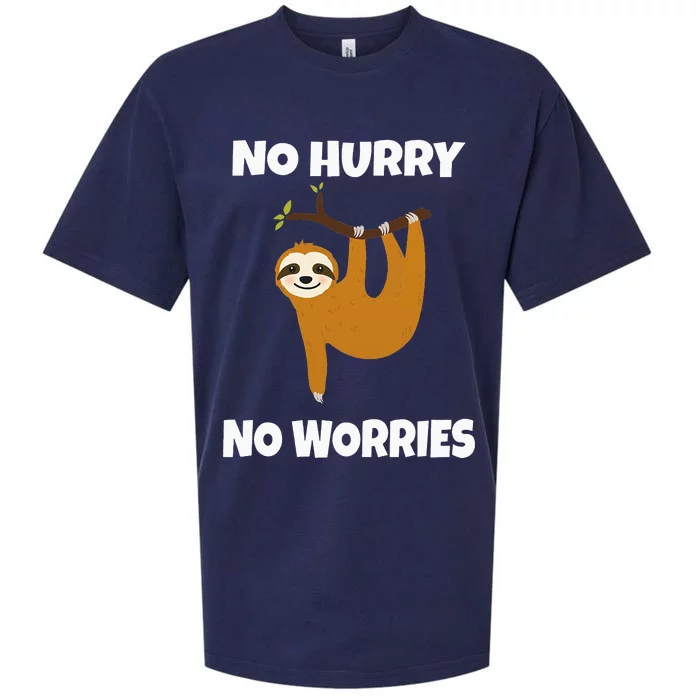 No Hurry No Worries Funny Sloth Lazy Day Sleeping Napping Sueded Cloud Jersey T-Shirt