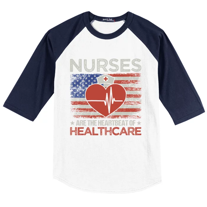 Nurse Heartbeat Of Healthcare Nurse Assistant Heartbeat Great Gift Baseball Sleeve Shirt