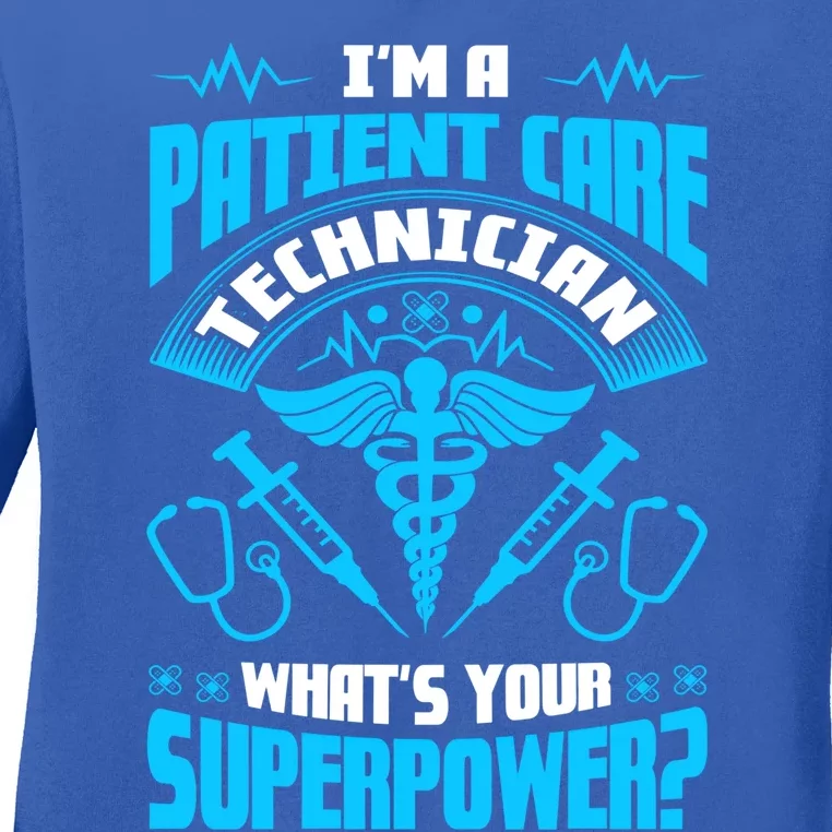 Nursing Healthcare Patient Care Technician Patient Tech Pct Gift Ladies Long Sleeve Shirt