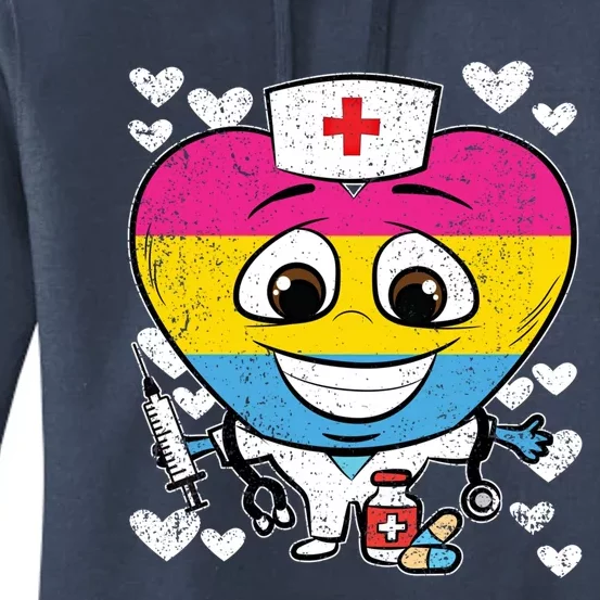 Nurse Heart Pansexual Lgbtq Pride Rn Lpn Nursing Student Gift Women's Pullover Hoodie