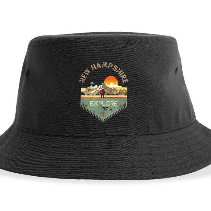 New Hampshire Retro Vintage Hiking Apparel Souvenir Sustainable Bucket Hat