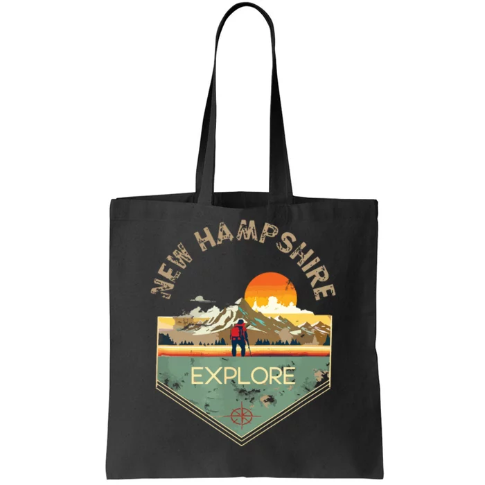 New Hampshire Retro Vintage Hiking Apparel Souvenir Tote Bag