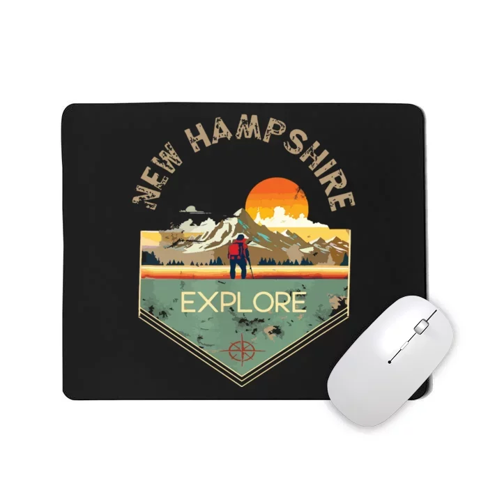 New Hampshire Retro Vintage Hiking Apparel Souvenir Mousepad