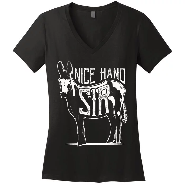 Nice Hand Sir Donkey Poker Funny Gambling Women's V-Neck T-Shirt