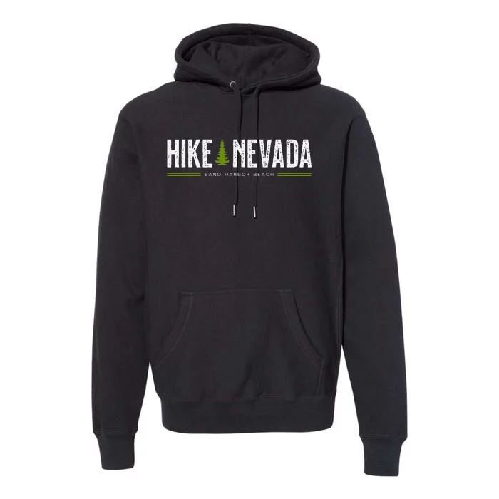 Nevada Hike Sand Harbor Beach Tree Retro Premium Hoodie