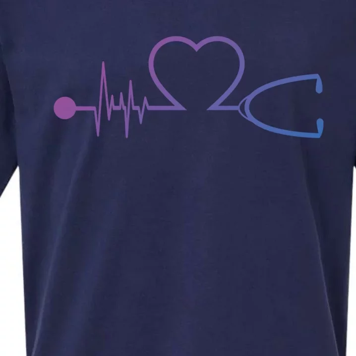 Nurse Heartbeat Stethoscope Gift Sueded Cloud Jersey T-Shirt