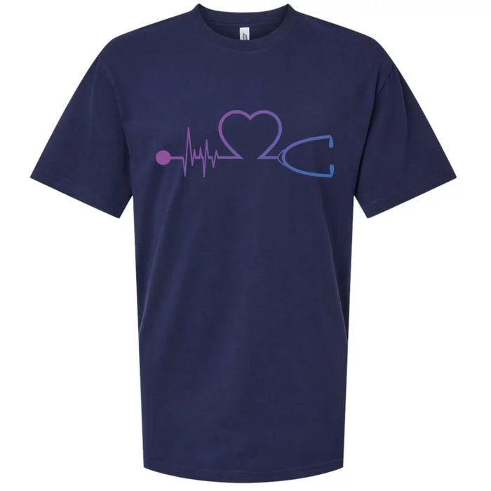 Nurse Heartbeat Stethoscope Gift Sueded Cloud Jersey T-Shirt