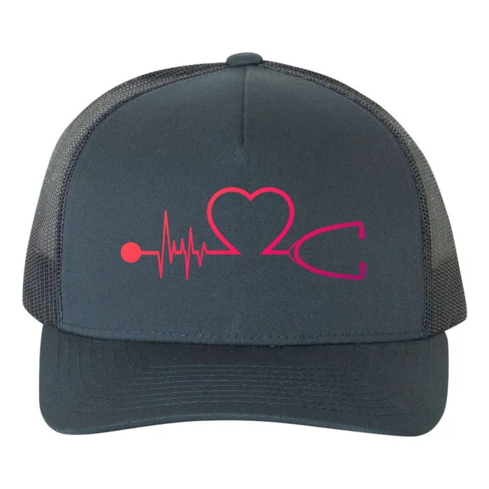 Nurse Heartbeat Stethoscope Gift Yupoong Adult 5-Panel Trucker Hat