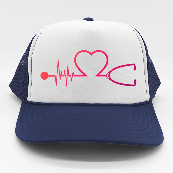 Nurse Heartbeat Stethoscope Gift Trucker Hat