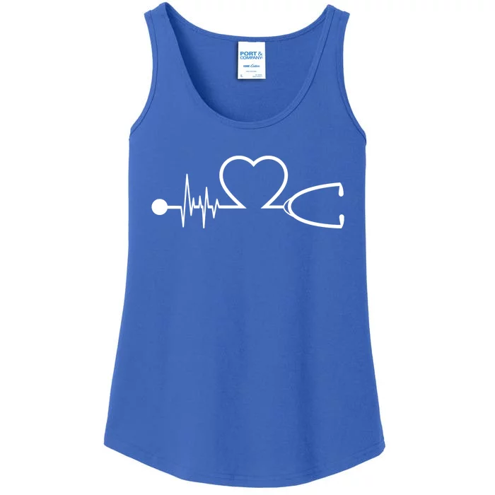 Nurse Heartbeat Stethoscope Gift Ladies Essential Tank