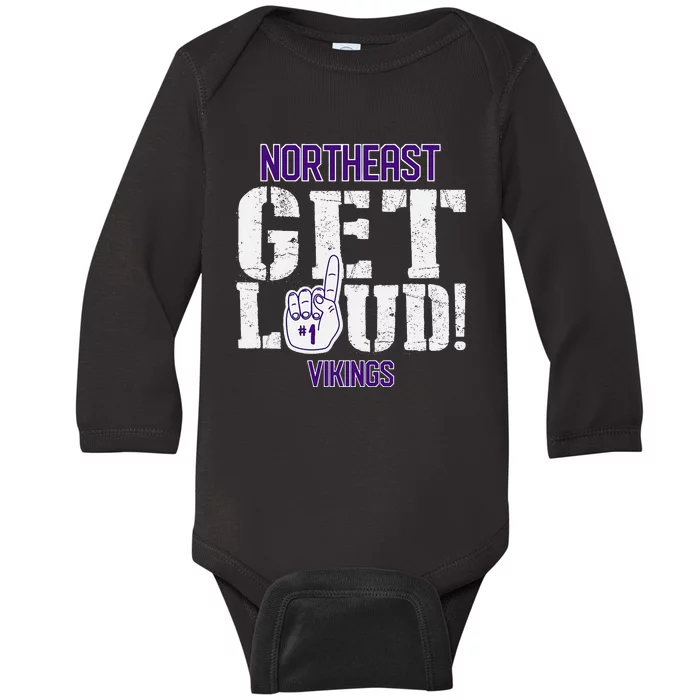 Northeast High School Get Loud Vikings Baby Long Sleeve Bodysuit