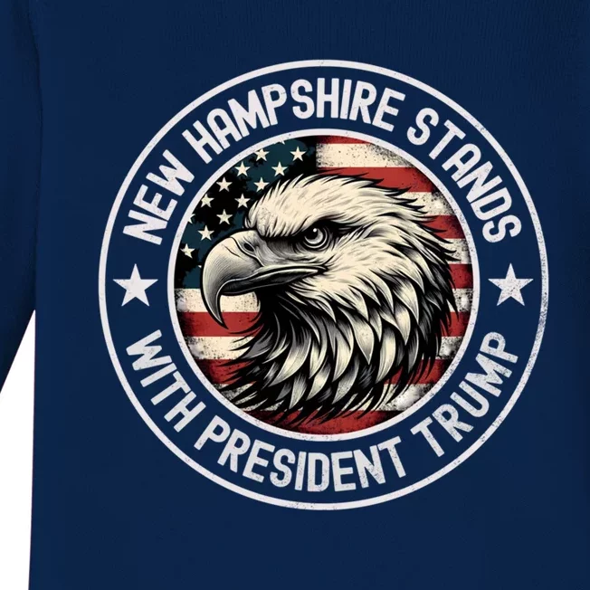 New Hampshire Stands With Trump Funny Gift Baby Long Sleeve Bodysuit