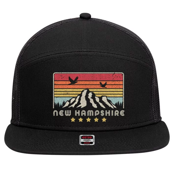 New Hampshire Shirt. Retro Style NH, USA 7 Panel Mesh Trucker Snapback Hat