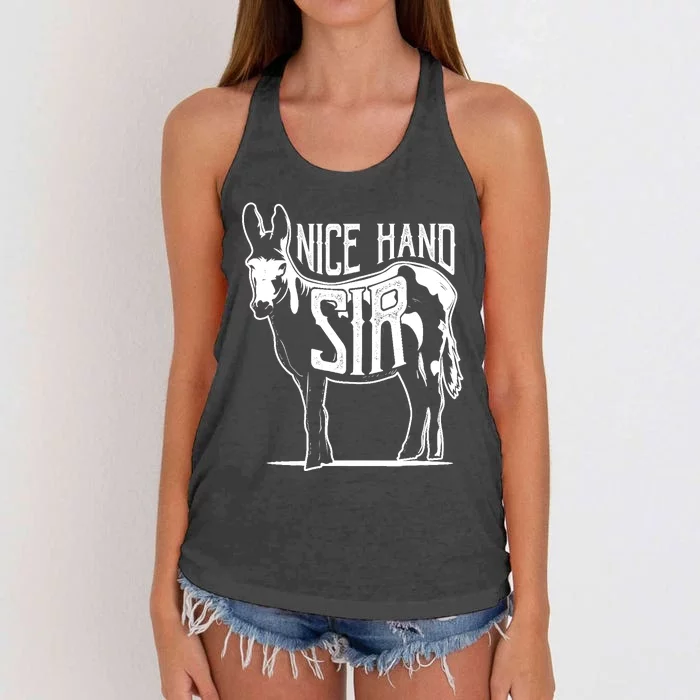 Nice Hand Sir Donkey Poker Funny Gambling Design Women's Knotted Racerback Tank