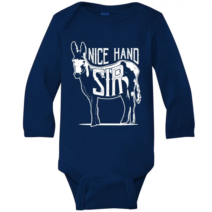 Nice Hand Sir Donkey Poker Funny Gambling Design Baby Long Sleeve Bodysuit