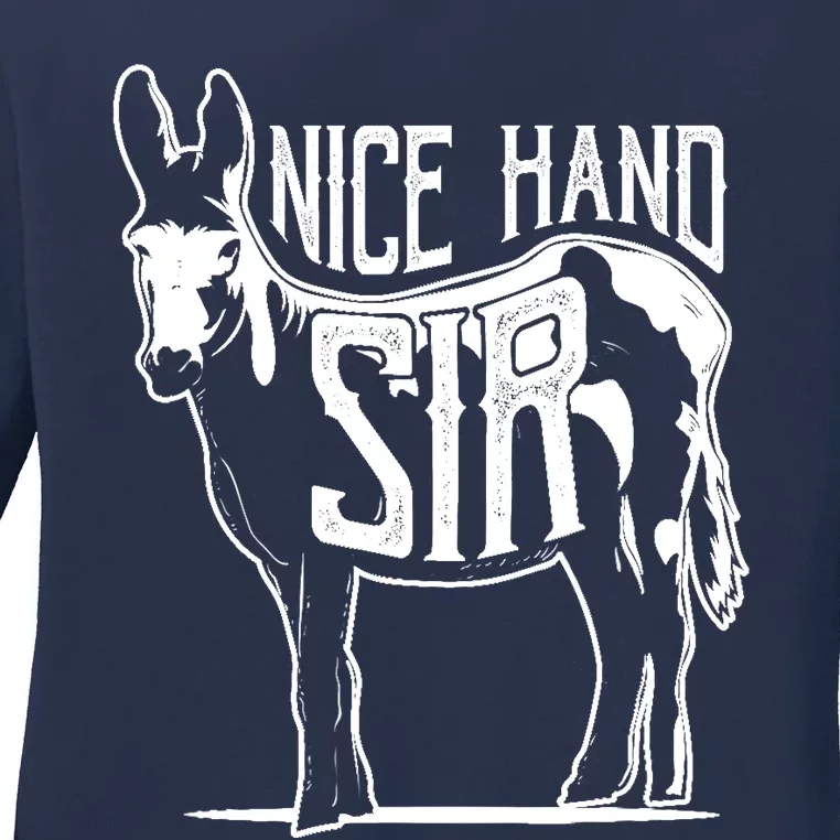 Nice Hand Sir Donkey Poker Funny Gambling Design Ladies Long Sleeve Shirt