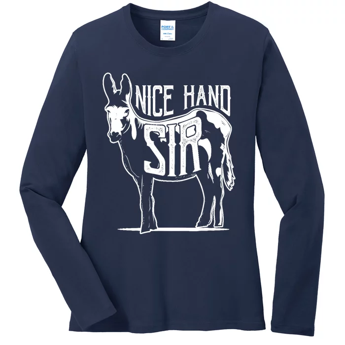 Nice Hand Sir Donkey Poker Funny Gambling Design Ladies Long Sleeve Shirt