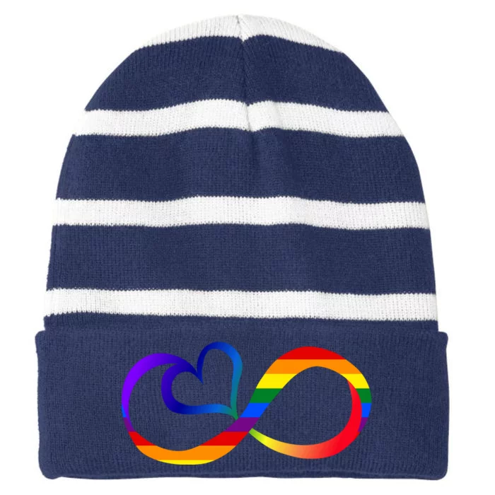 Neurodiversity Heart Symbol Striped Beanie with Solid Band