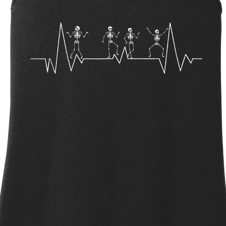 Nurse Heartbeat Skeleton Halloween Cardiology Arrhythmia Ladies Essential Tank