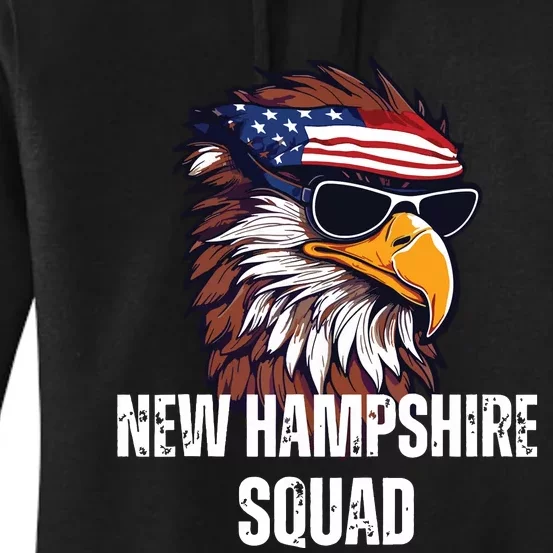 New Hampshire Squad Retro Bald Eagle American Flag Bandana Women's Pullover Hoodie