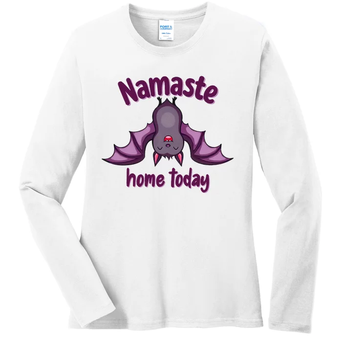 Namaste Home Today Cute Halloween Bat Yoga Yogi Ladies Long Sleeve Shirt