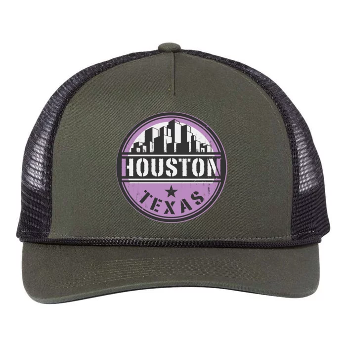 Neon Houston Texas Logo Retro Rope Trucker Hat Cap