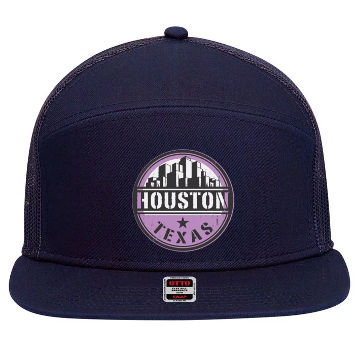 Neon Houston Texas Logo 7 Panel Mesh Trucker Snapback Hat