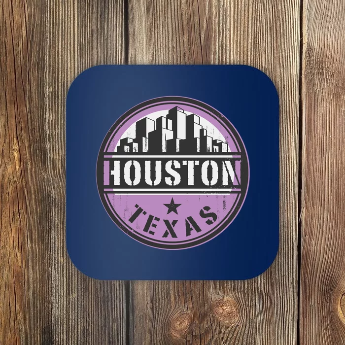 Neon Houston Texas Logo Coaster